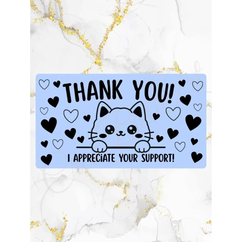 100 Cute Cat Thank You Stickers for Packaging | Small Business Labels
